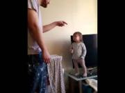 Adorable daddy/daughter standoff